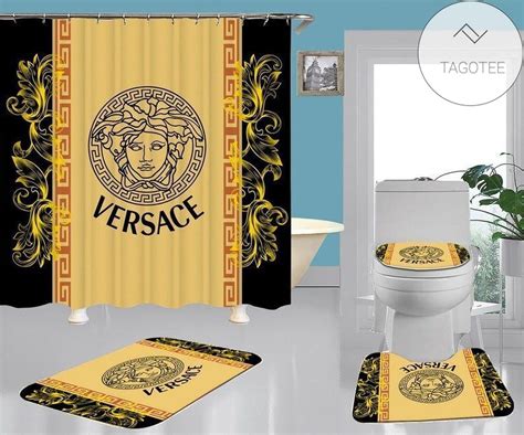 versace shower curtain set|Versace bathroom rug.